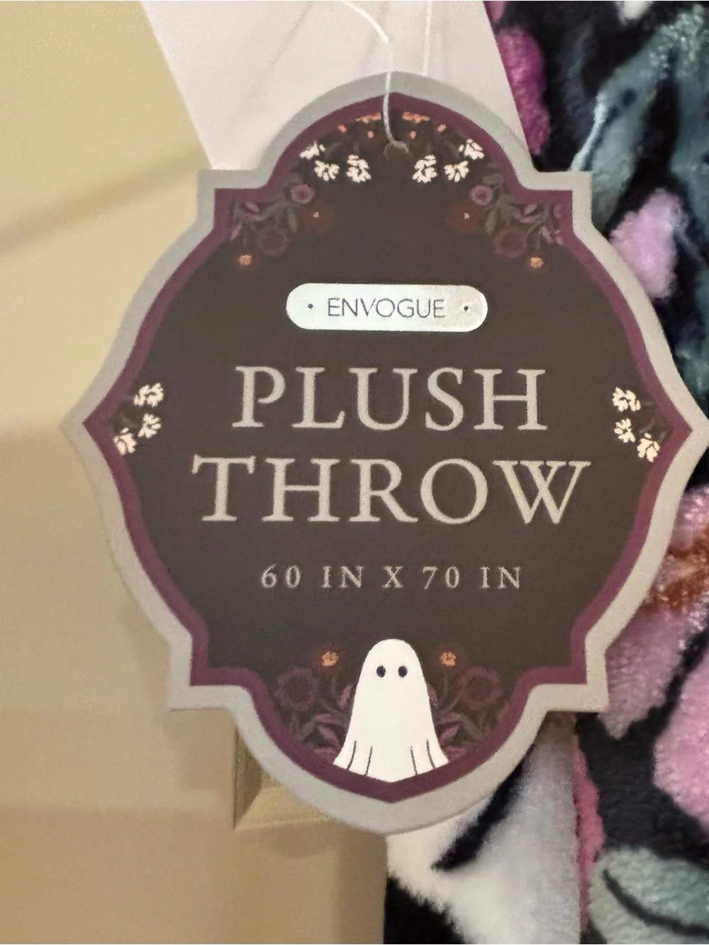 Envouge Plush Spooky Ghost Floral Print Halloween Throw Blanket